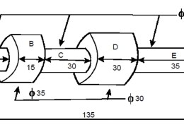 Estimate the weight of the aluminum shaft. Aluminum weighs 9 gms/cm3. Also evaluate the material cost if 1 kg Aluminum costs Rs. 8 kg.