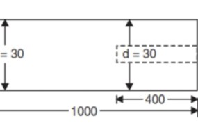 A bar of length 1000 mm and diameter 30 mm is centrally bored for 400 mm, the bore diameter being 10  mm as shown below. Under a load of 30 kN, if the extension of the bar is 0.222 mm, what is the modulus of  elasticity of the bar? (Ans E = 200736 N/mm2 )