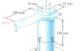 The steel pipe AB has a 102-mm outer diameter and a 6-mm wall thickness. Knowing that arm CD is rigidly attached to the pipe, determine the principal stresses and die maximum shearing stress at point K.