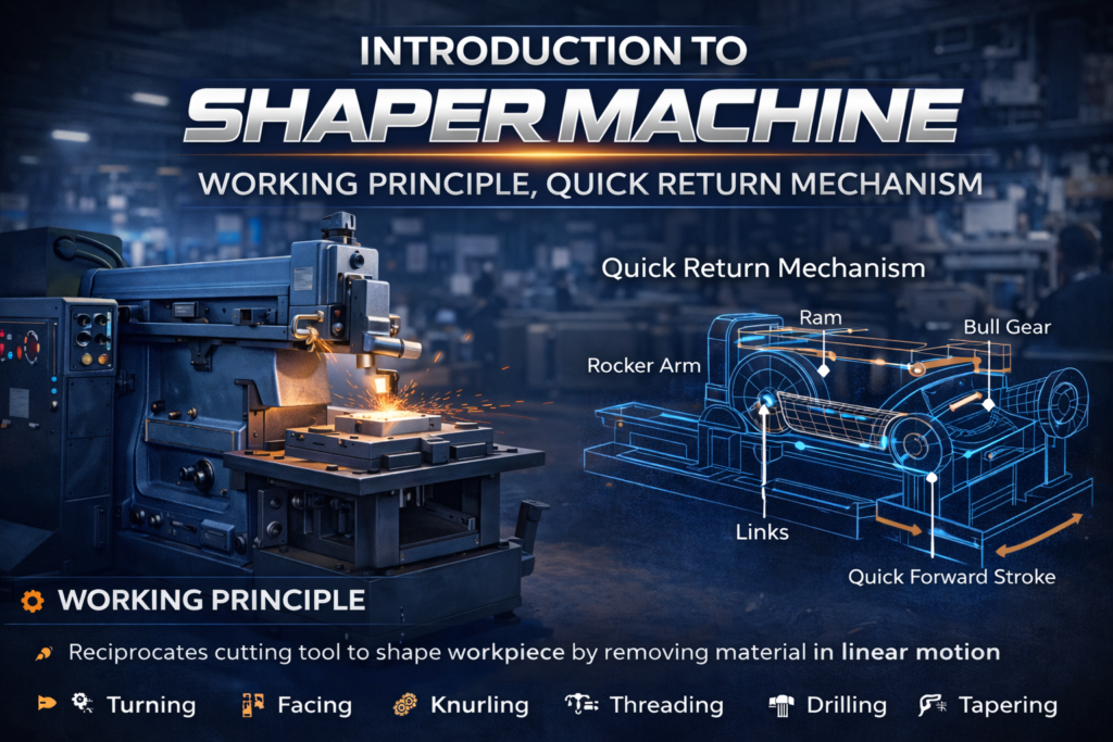 Introduction to Shaper Machine, Working Principle, Quick Return Mechanism